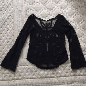 Black Long Sleeve Lace Shirt